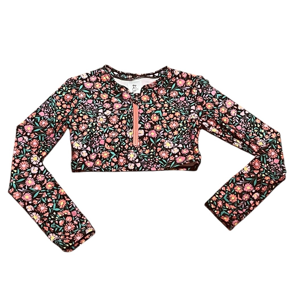 Art Class Girls‎ Vibrant Floral Long Sleeve Swim Top, Size YM, NWOT